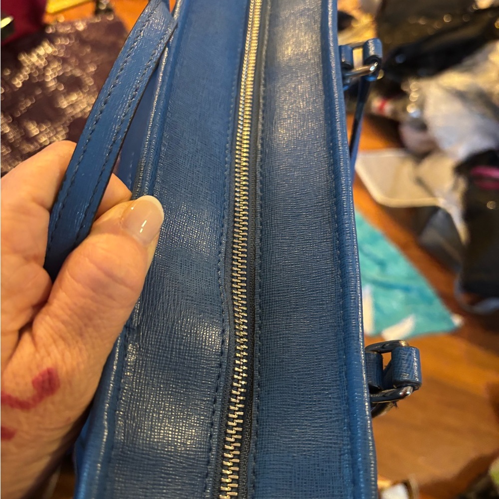 Coach 2013 (23578) City Tote Blue Saffiano Leather Medium Zip Top Tote in VGUC - Picture 13 of 15